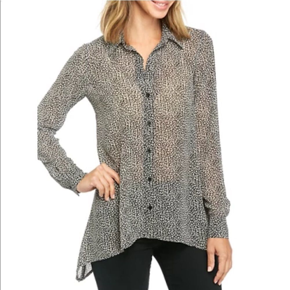 MICHAEL Kors Cheetah Shark Bite Hem Shirt